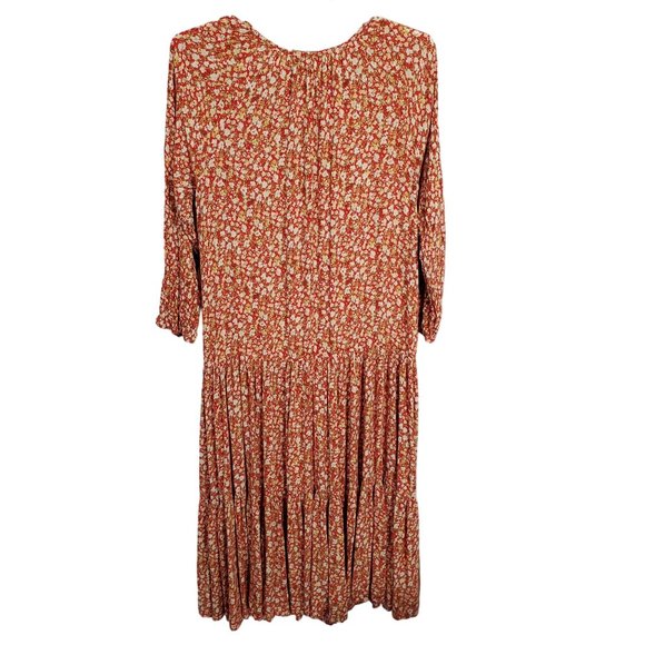 Sonoma Size XXL Dress Long Tiered Crinkle Flowy Floral Keyhole Full Hem Pullover - Picture 3 of 14